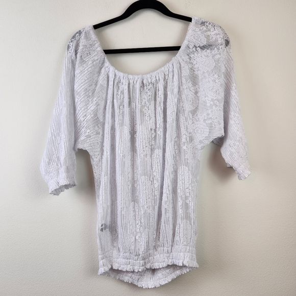 Boston Proper Lace Embellished White Top Size Small NWOT boho Summer Vacation - Picture 8 of 9